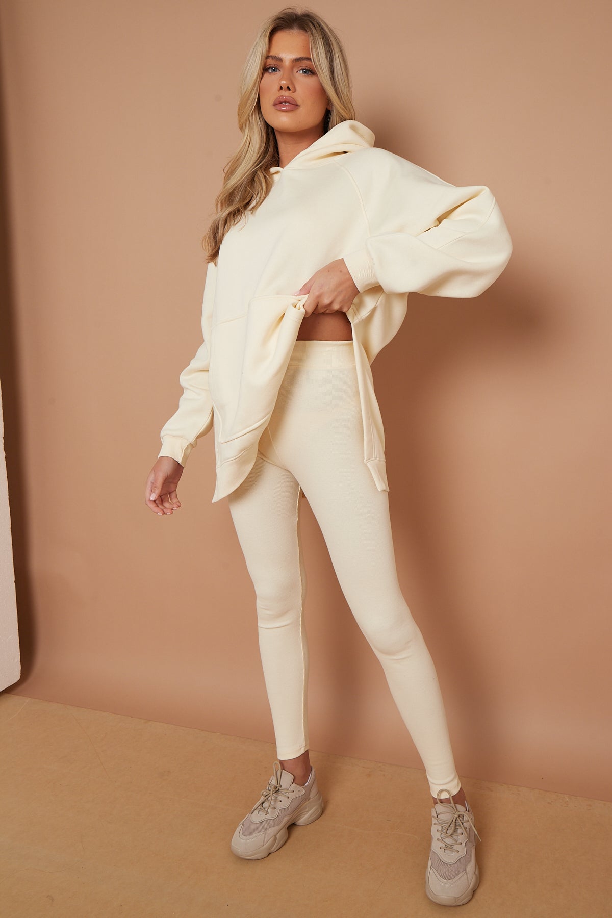 Oversized Split Sides Hoodie & Ribbed Leggings Co-ord