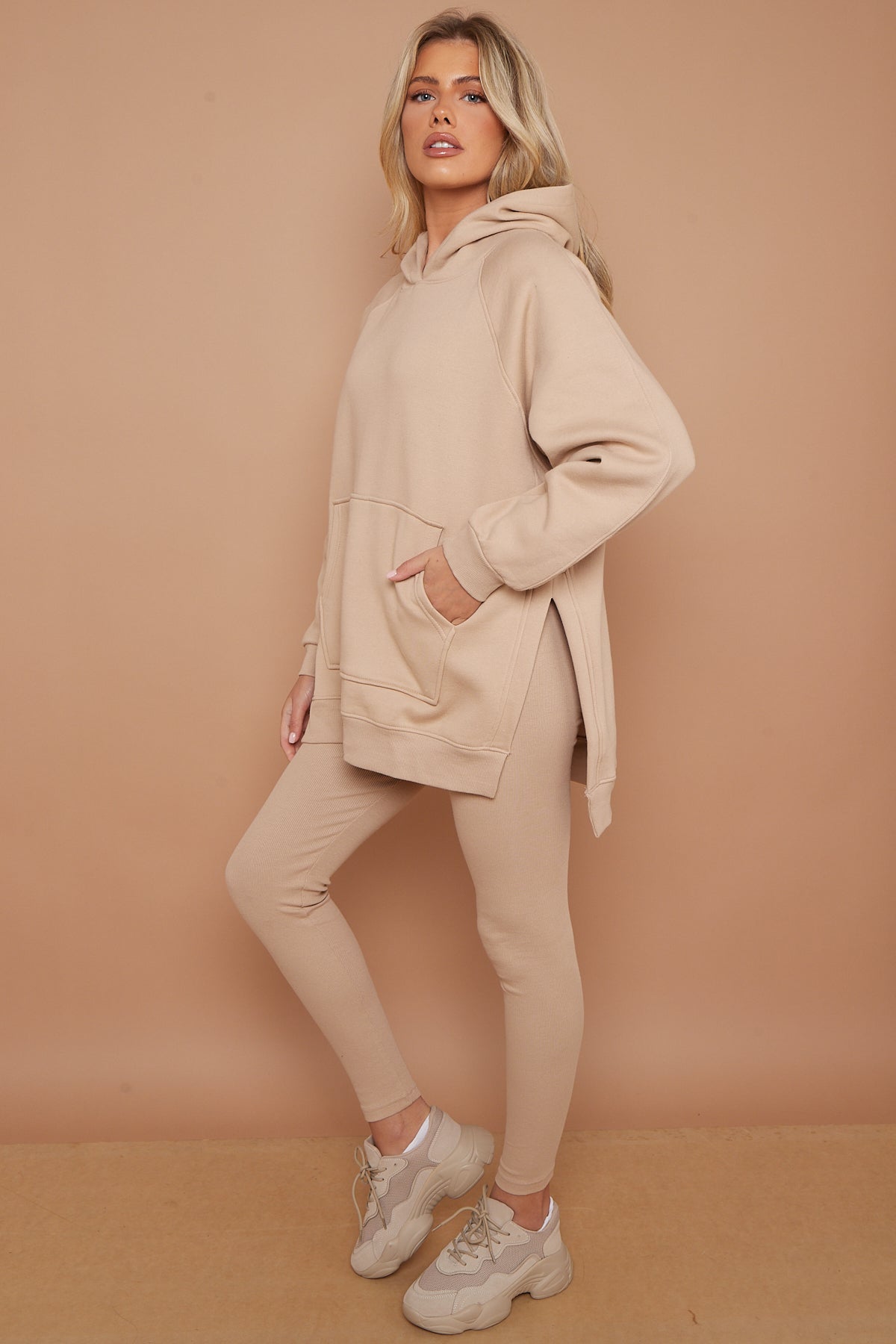 Oversized Split Sides Hoodie & Ribbed Leggings Co-ord