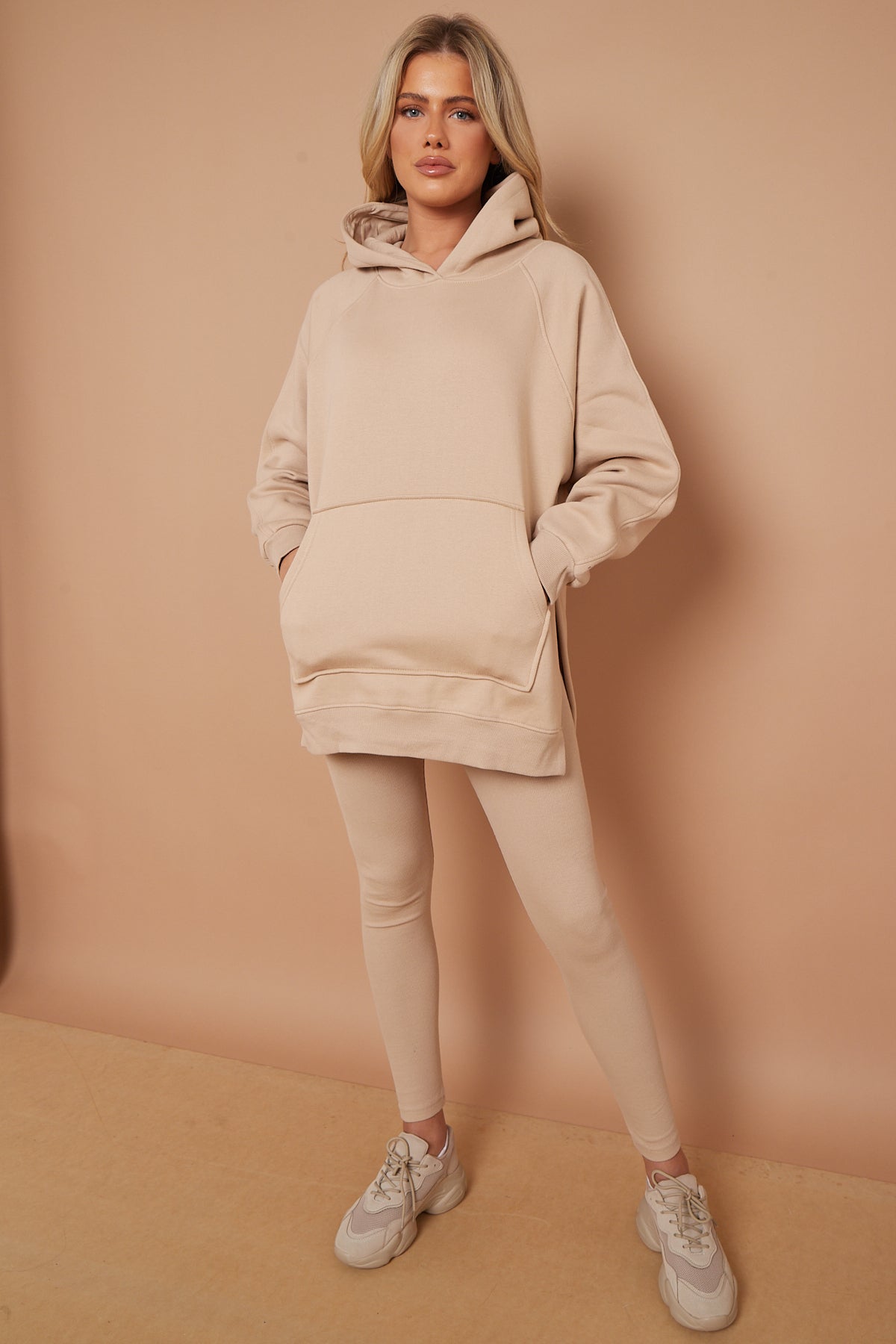Oversized Split Sides Hoodie & Ribbed Leggings Co-ord