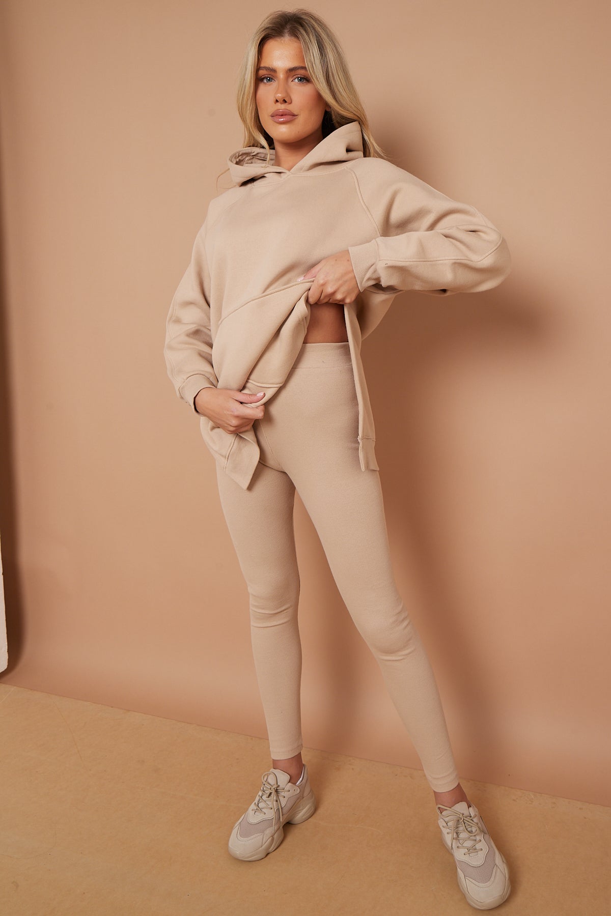 Oversized Split Sides Hoodie & Ribbed Leggings Co-ord