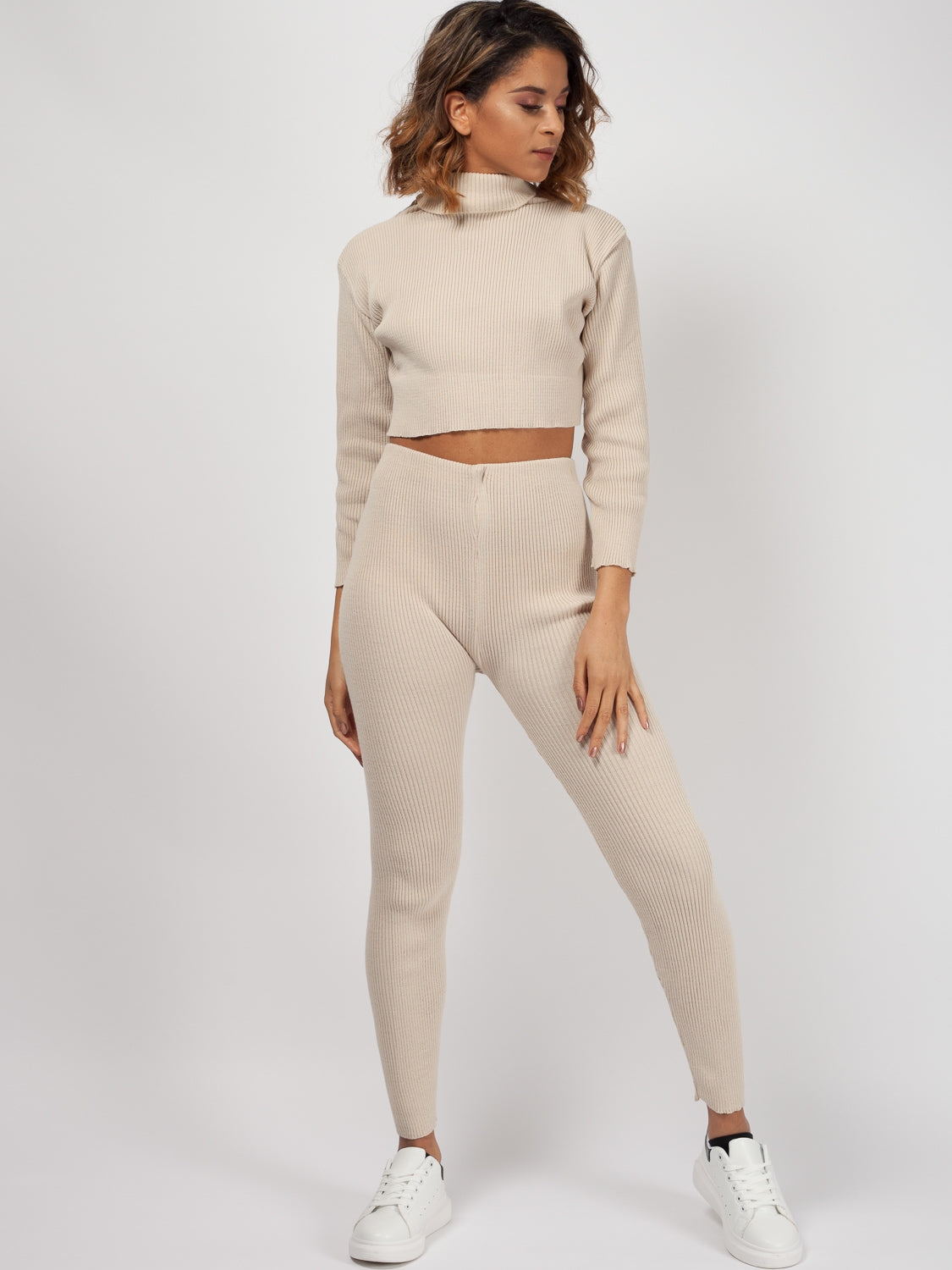 Roll Neck Knitted Ribbed Co-ord