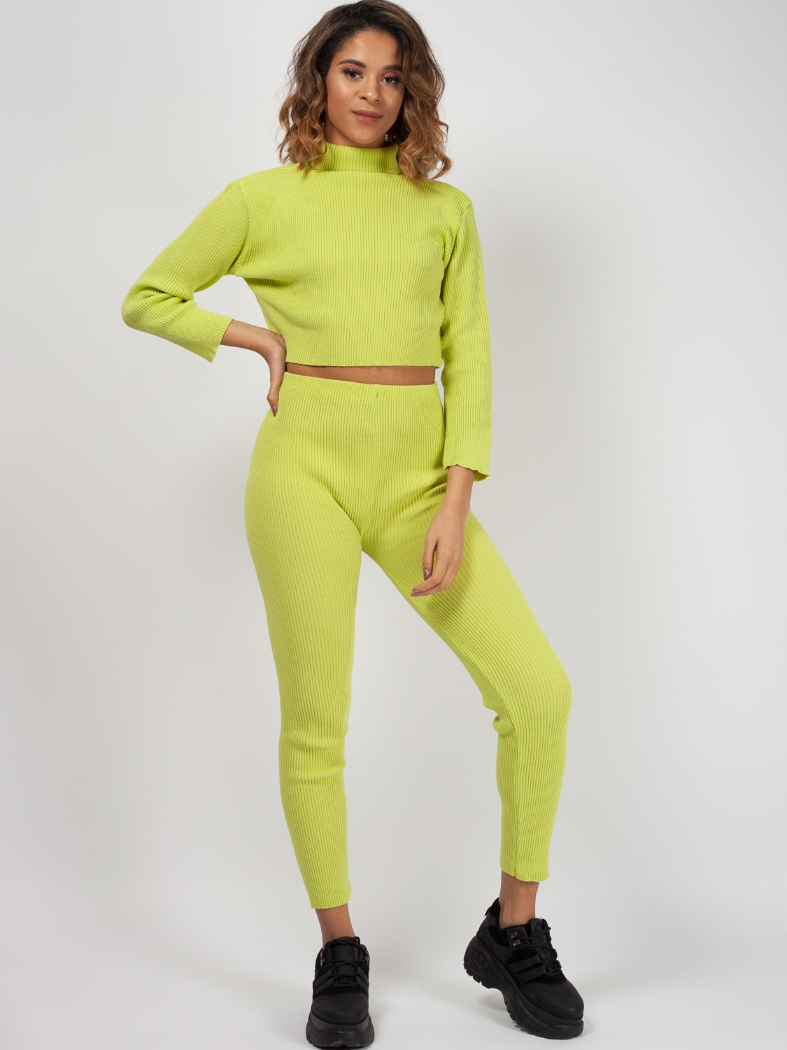 Roll Neck Knitted Ribbed Co-ord