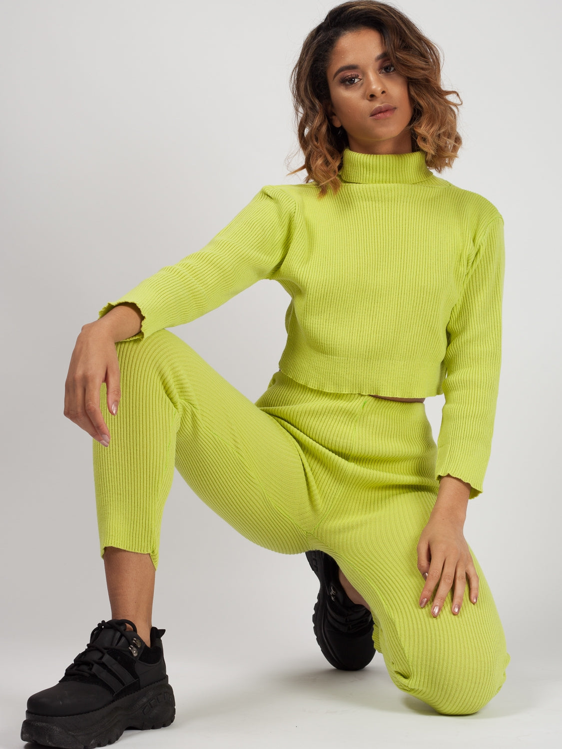 Roll Neck Knitted Ribbed Co-ord