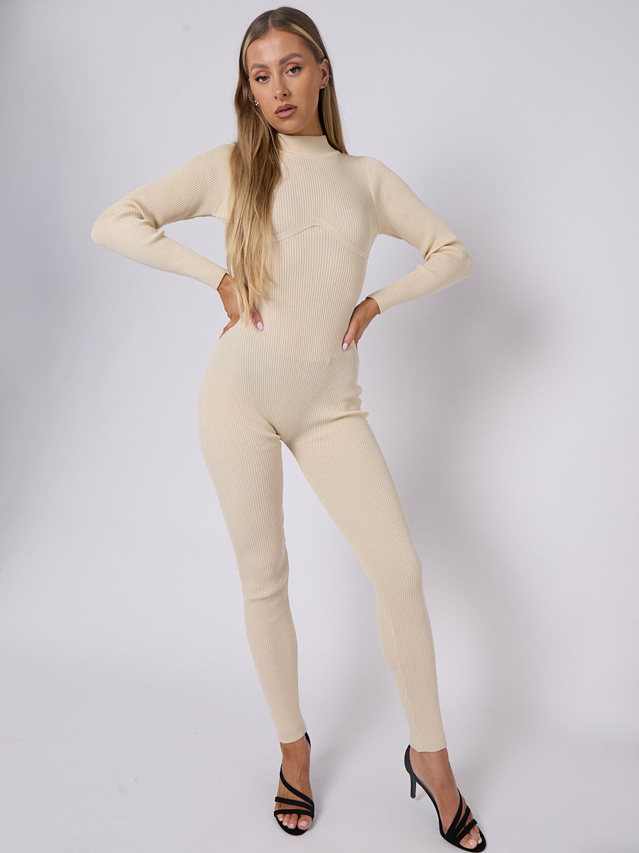 Corset Style Ribbed Jumpsuit