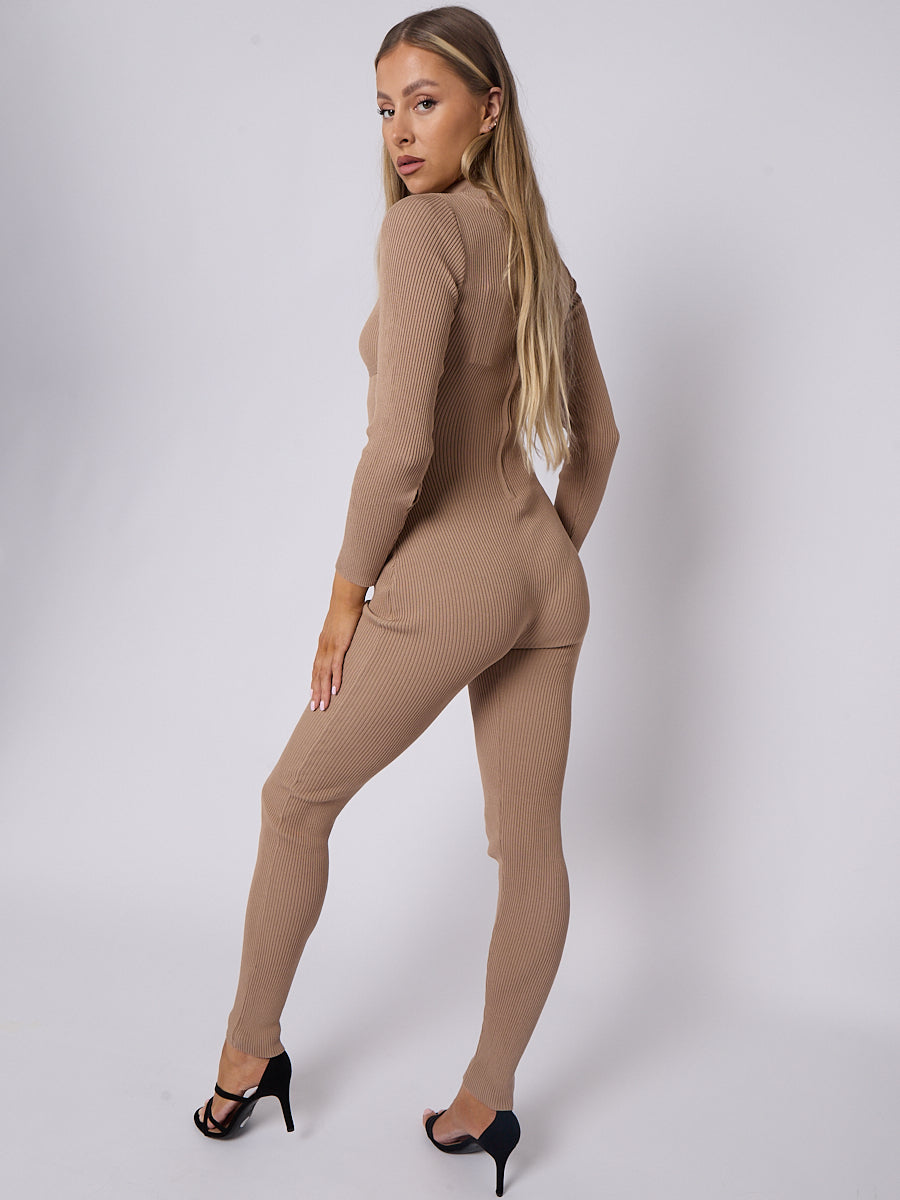Corset Style Ribbed Jumpsuit