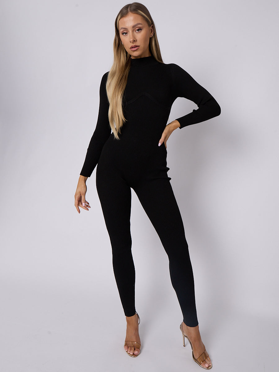 Corset Style Ribbed Jumpsuit