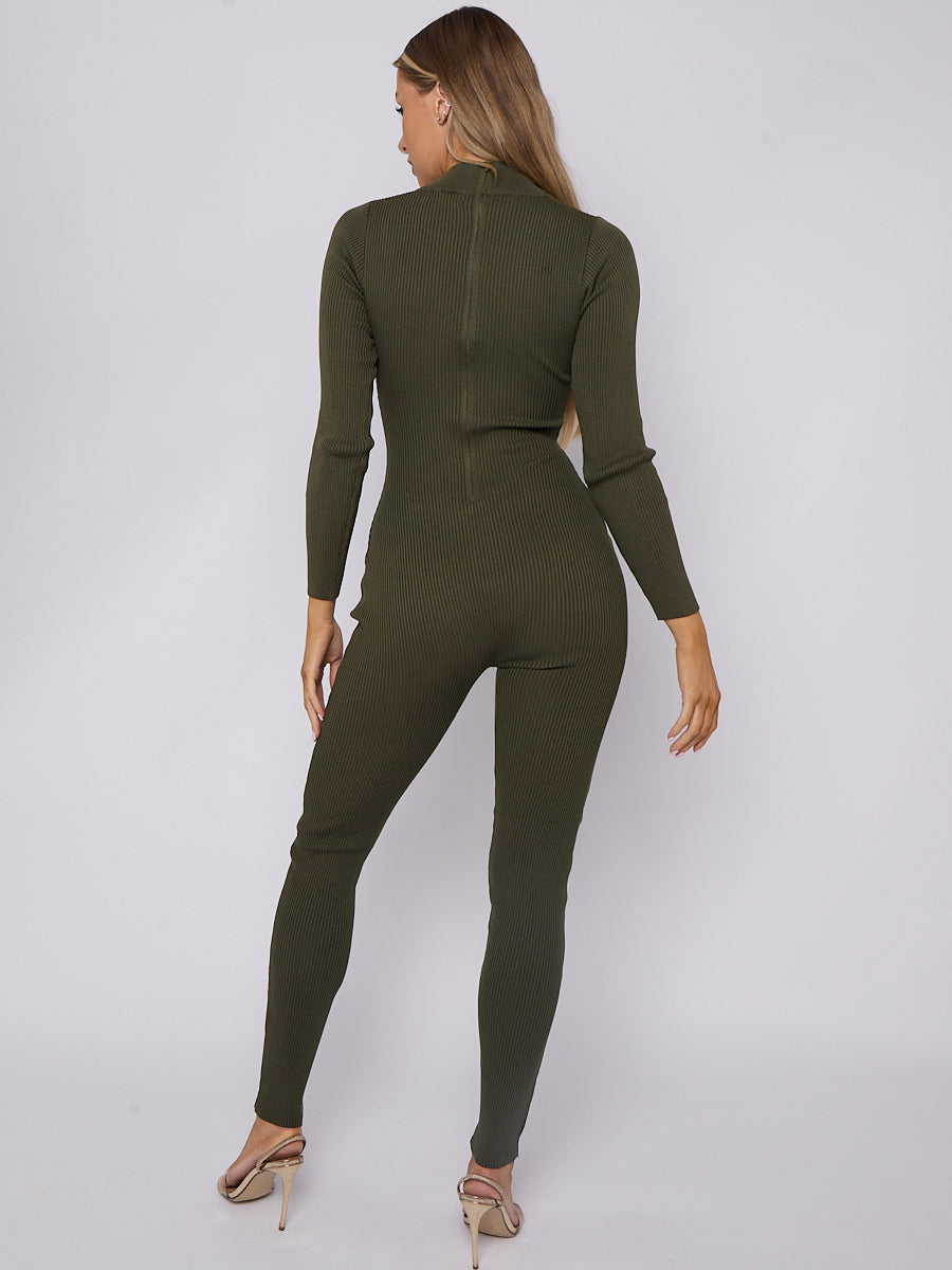 Corset Style Ribbed Jumpsuit
