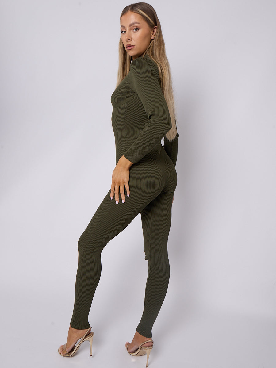 Corset Style Ribbed Jumpsuit