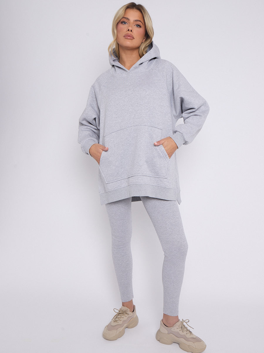 Oversized Split Sides Hoodie & Ribbed Leggings Co-ord