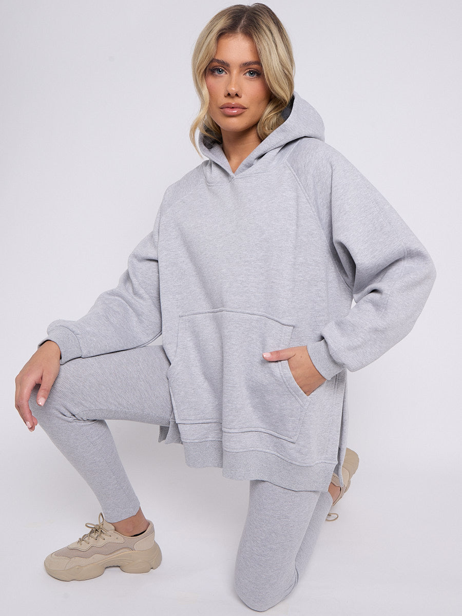 Oversized Split Sides Hoodie & Ribbed Leggings Co-ord