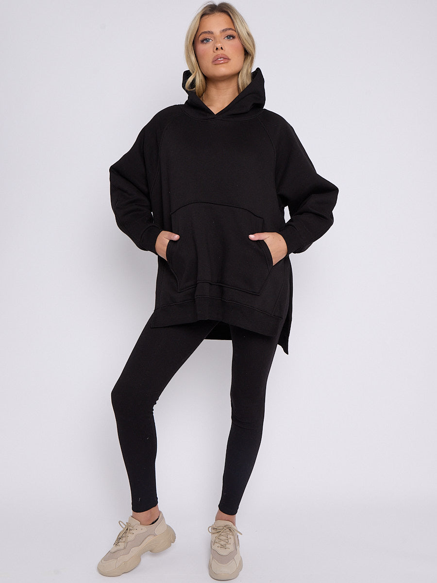 Oversized Split Sides Hoodie & Ribbed Leggings Co-ord