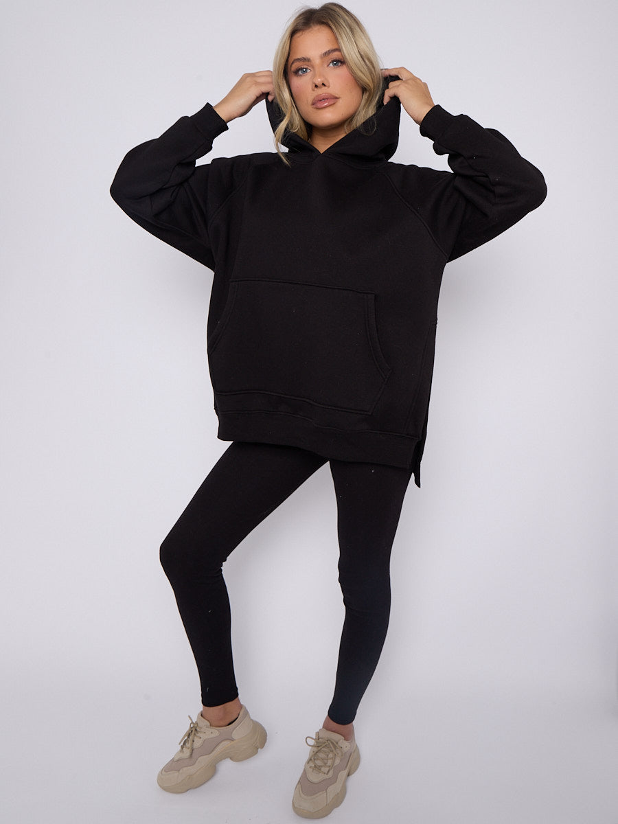 Oversized Split Sides Hoodie & Ribbed Leggings Co-ord