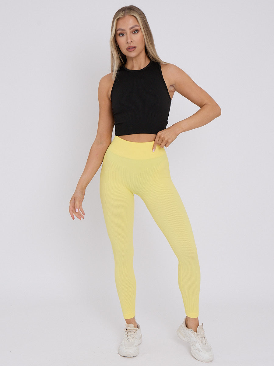 New Stretchy High Waisted Ribbed Leggings