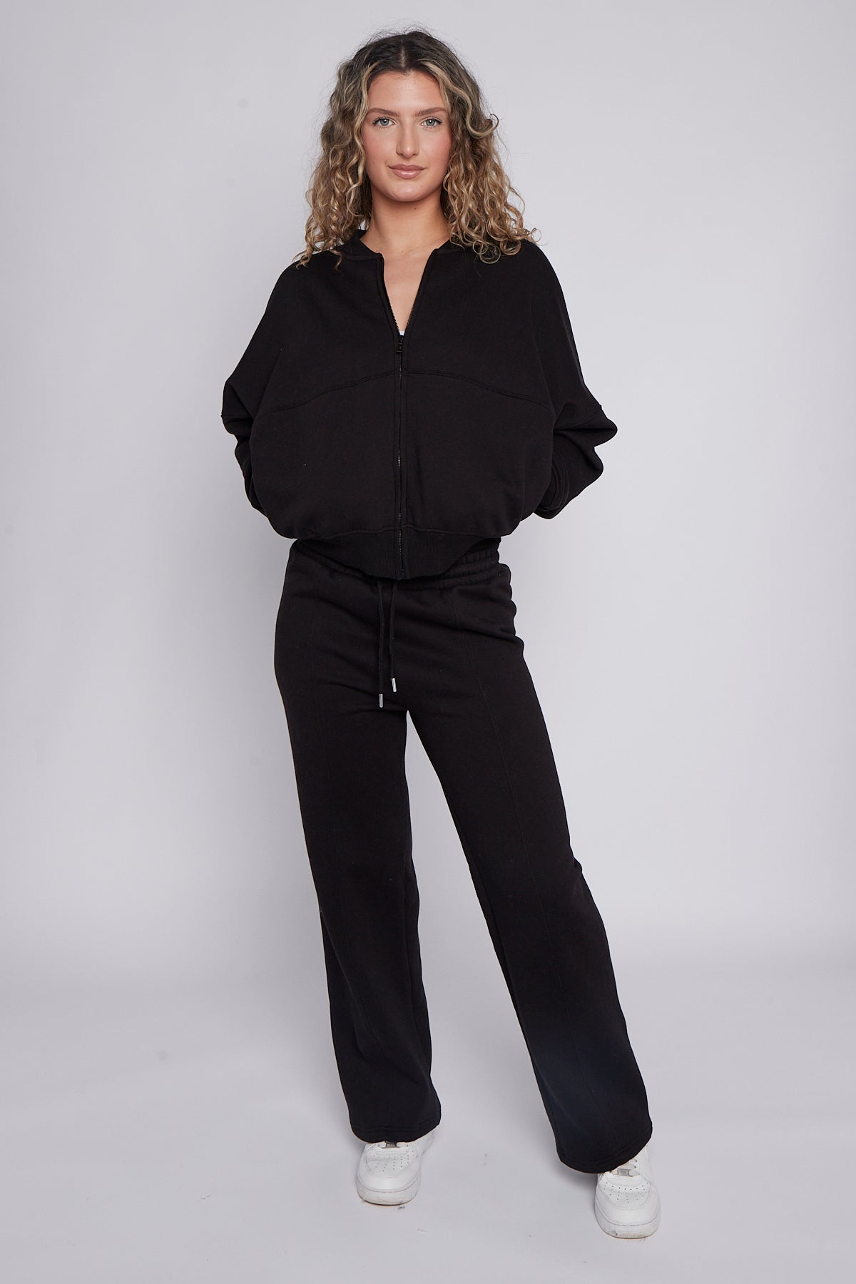 Oversized Bomber Style Fleece Zipper Co-ord
