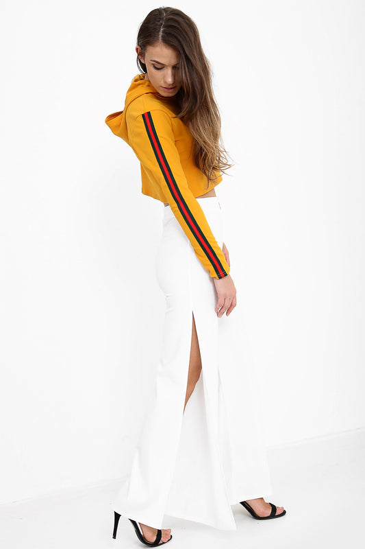 Side Split Zip Front Wide Leg Trousers