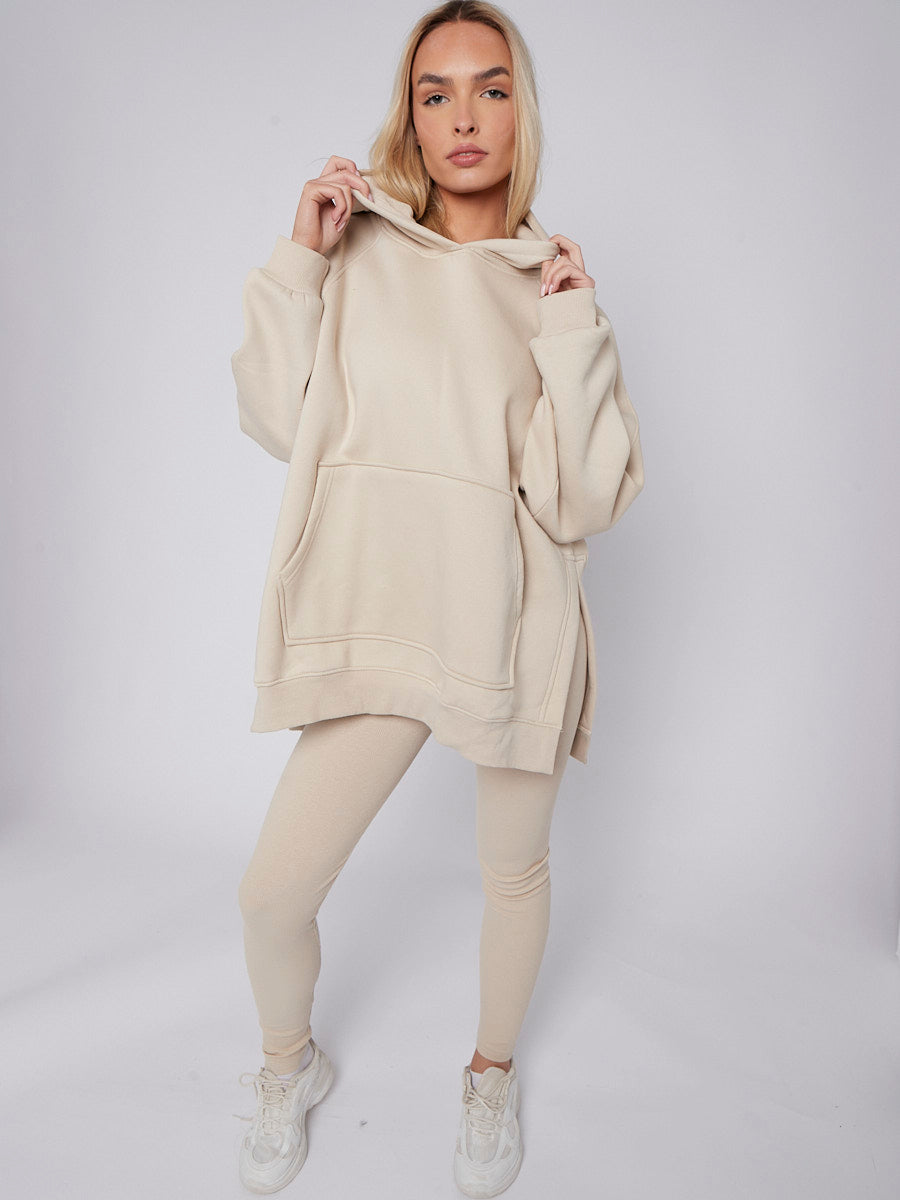 Oversized Split Sides Hoodie & Ribbed Leggings Co-ord