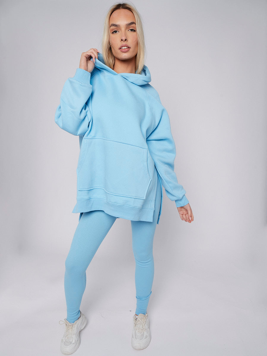 Oversized Split Sides Hoodie & Ribbed Leggings Co-ord