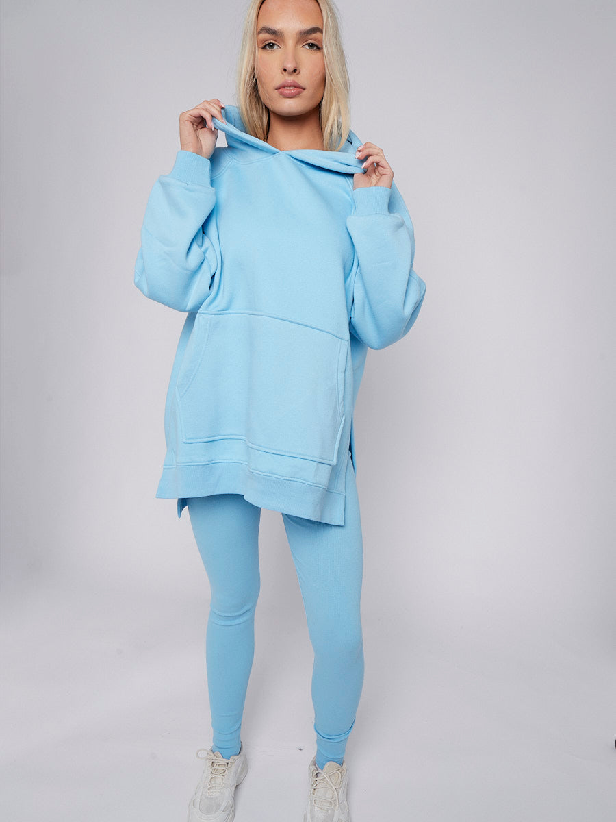 Oversized Split Sides Hoodie & Ribbed Leggings Co-ord