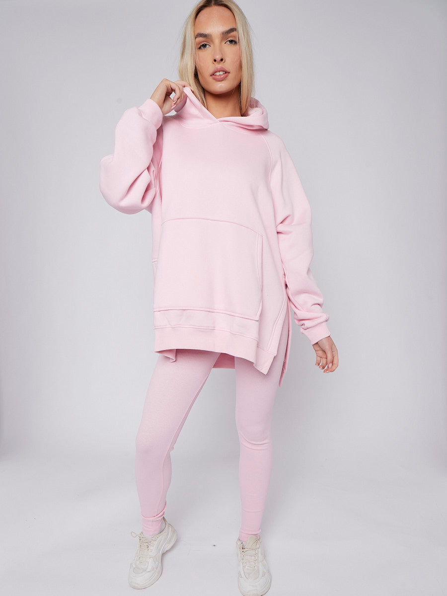 Oversized Split Sides Hoodie & Ribbed Leggings Co-ord