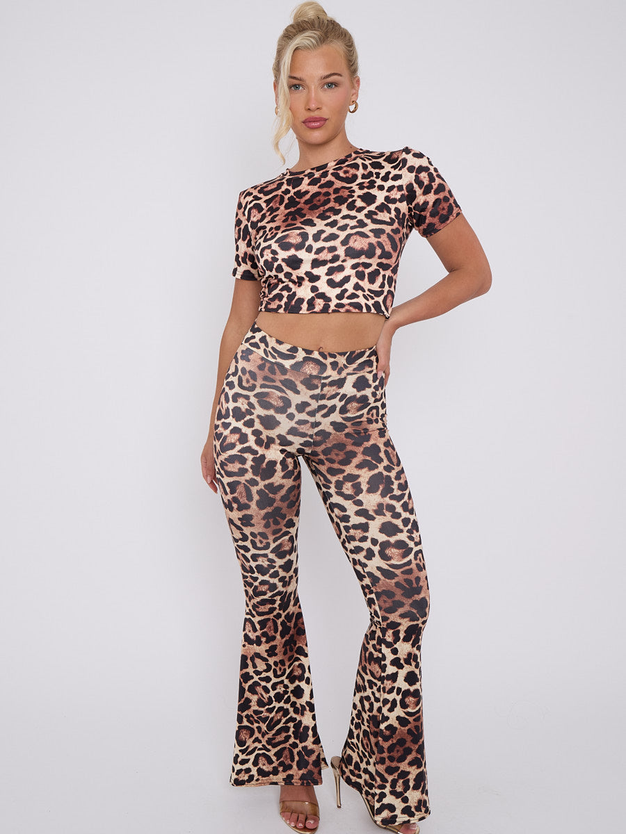 Leopard Print Slinky Crop Top