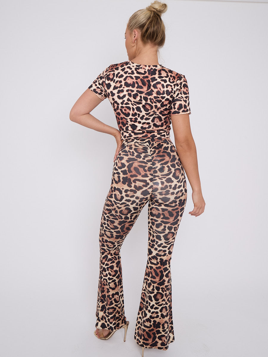 Leopard Print Slinky Crop Top