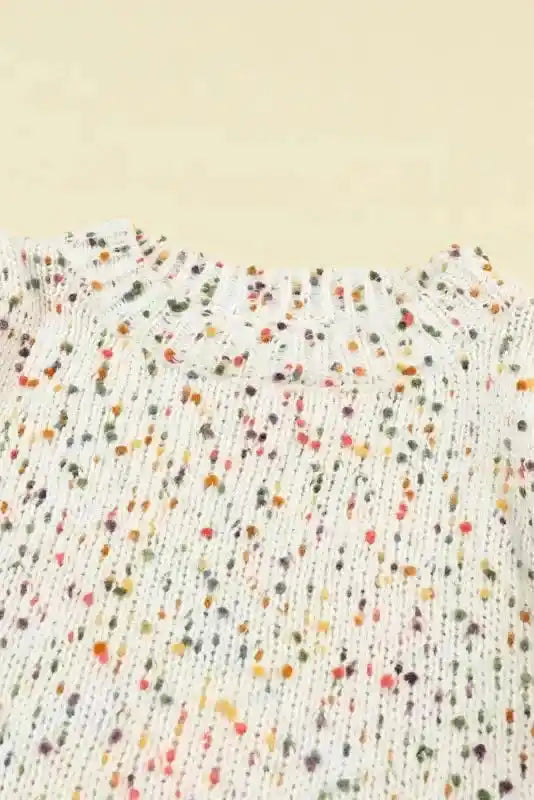 Colorful Cable Knit Sweater with Dots for Cozy Winter Wear