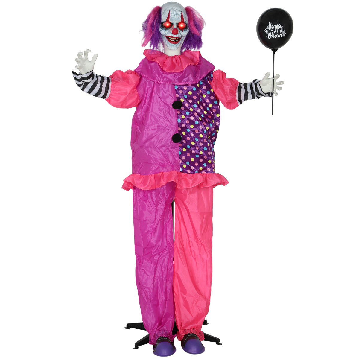 Outsunny Sound Activated Halloween Animatronics Clown with Red Light Up Eyes
