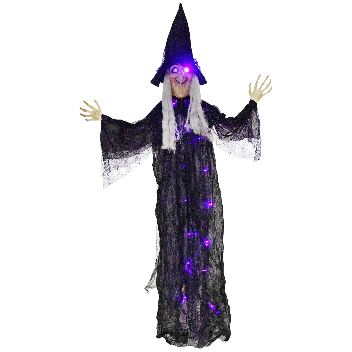 Outsunny Voice Activated Halloween Animatronics Witch, Battery Operated