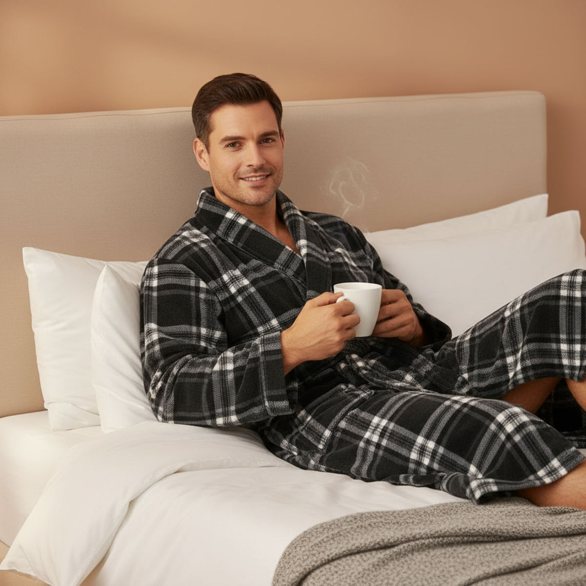 Men's Check Fleece Dressing Gown