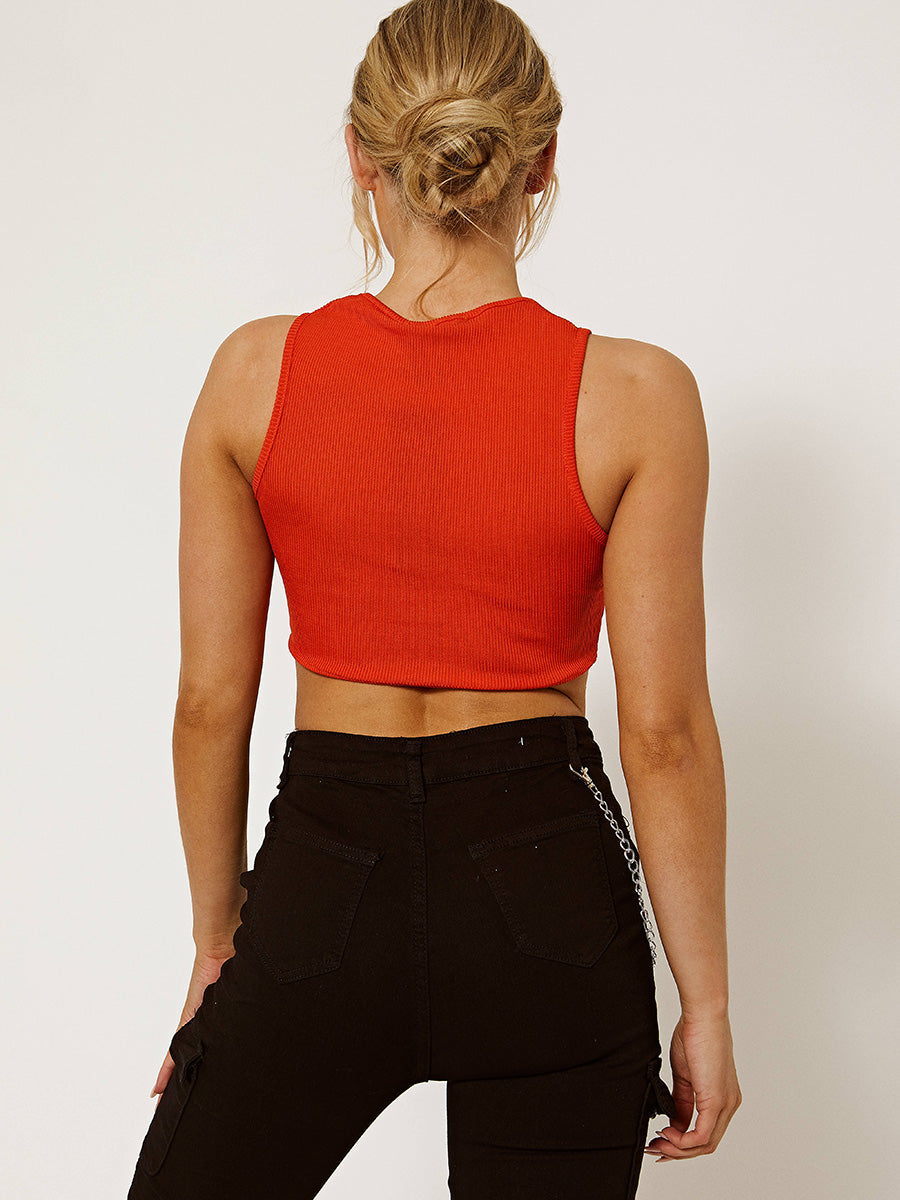 Queens Ribbed Vest Crop Top