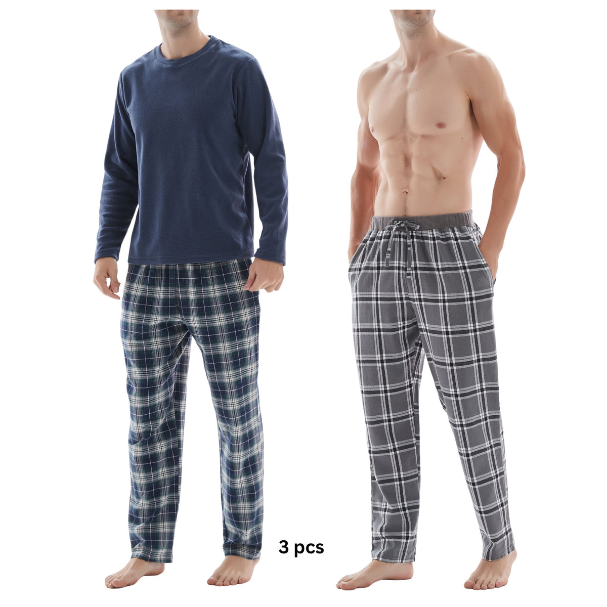 Men's 3-Piece Check Pyjama Set