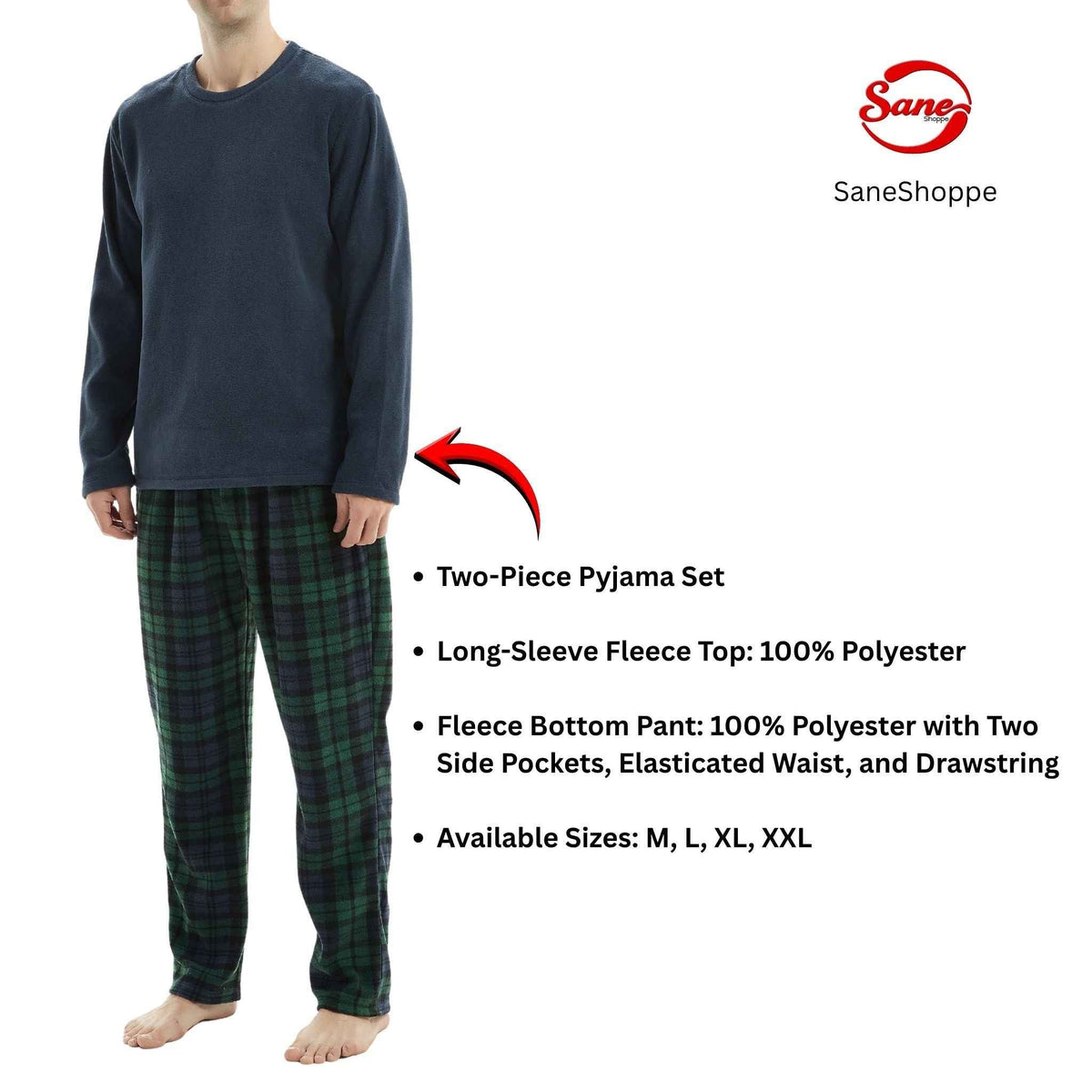 Men's Green Fleece Pyjama Set