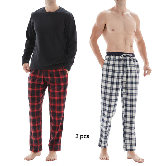Men's Check Fleece Top Pyjama Set