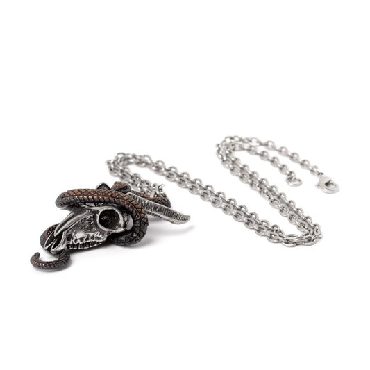 Alchemy Gothic Servant of Baphomet Ram Skull & Serpent Pendant