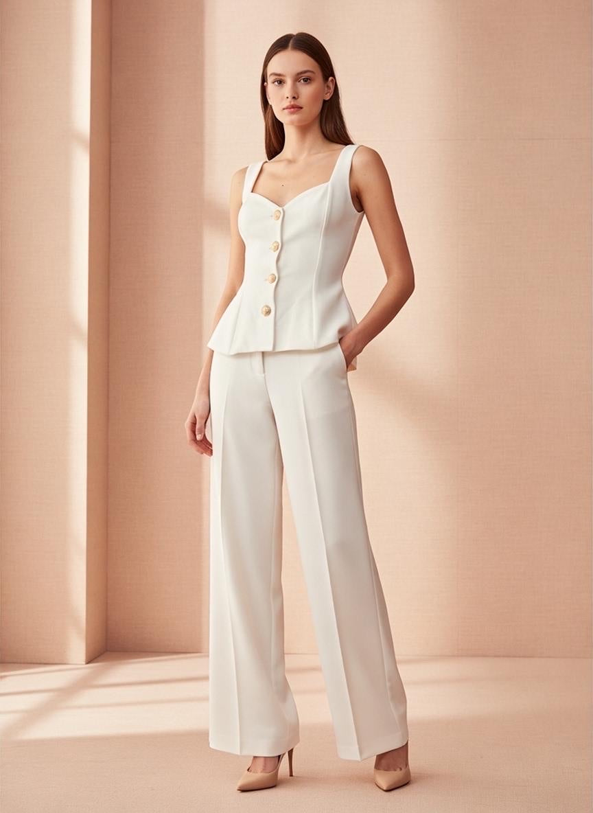 Structured Peplum Button Top