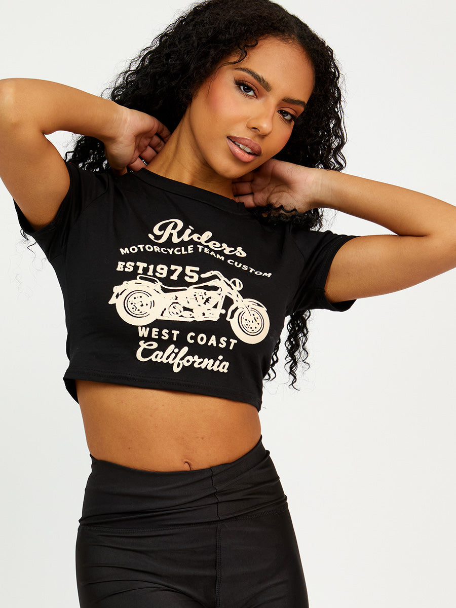 Riders Graphic Printed Crop Top