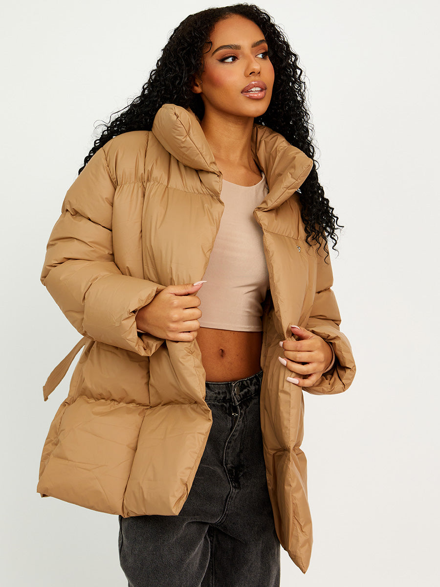 Oversized Padded Jacket With Belt