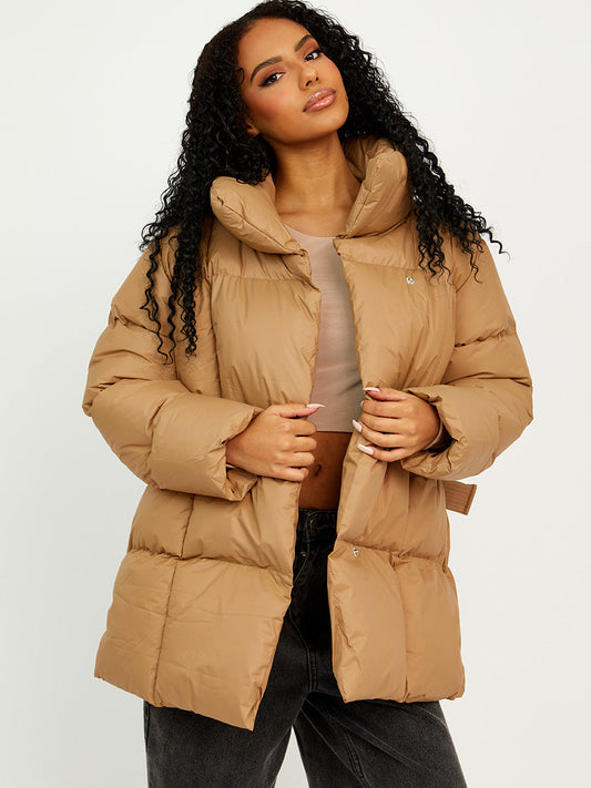 Oversized Padded Jacket With Belt