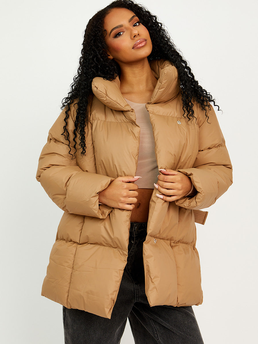 Oversized Padded Jacket With Belt