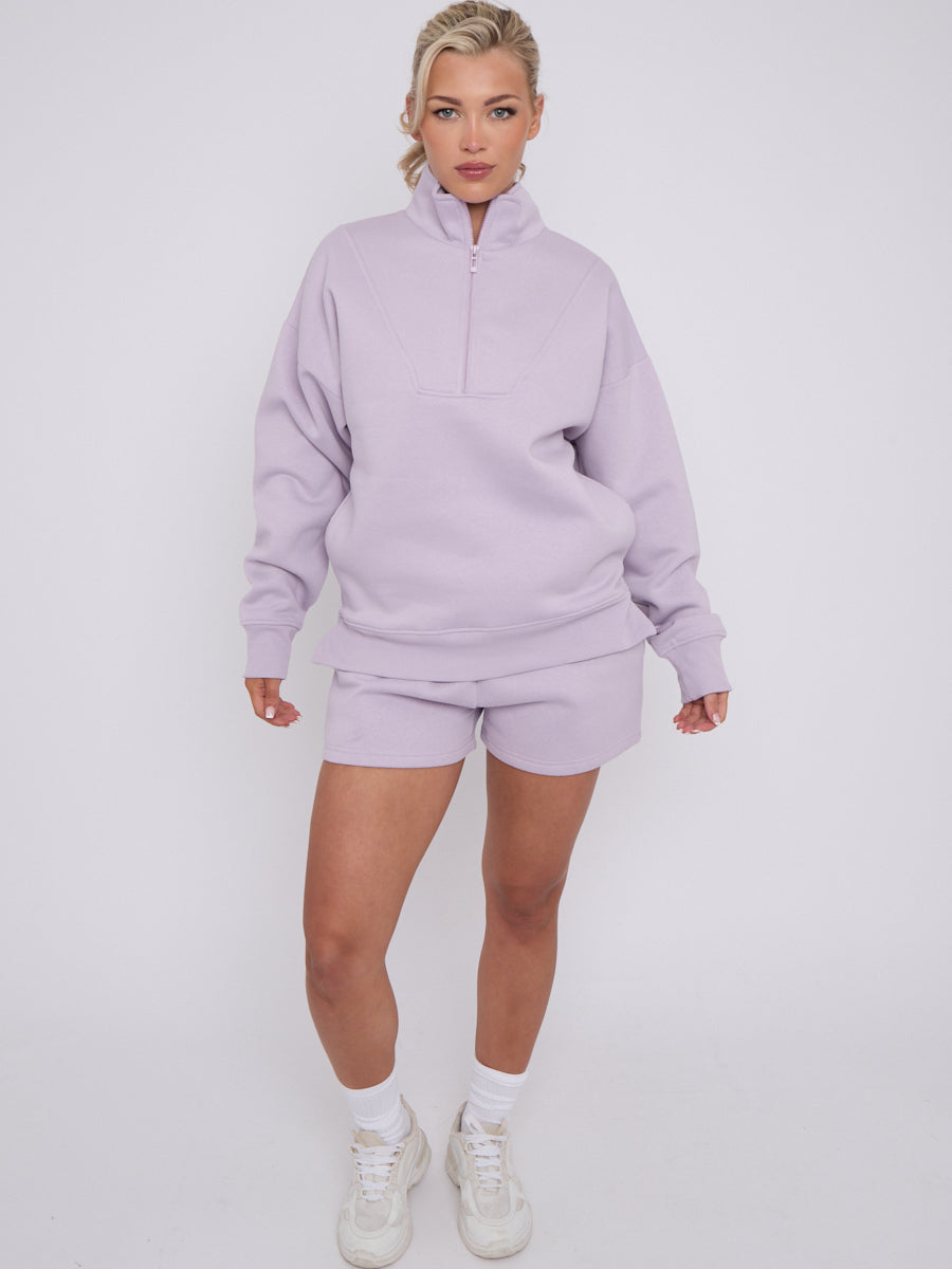 1/2 Zip Top & Shorts Fleece Co-ord
