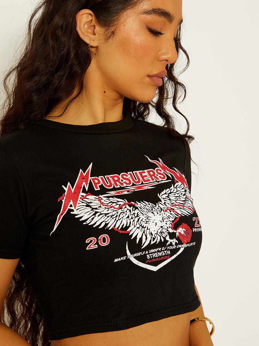 Pursuers Graphic Print Crop Top