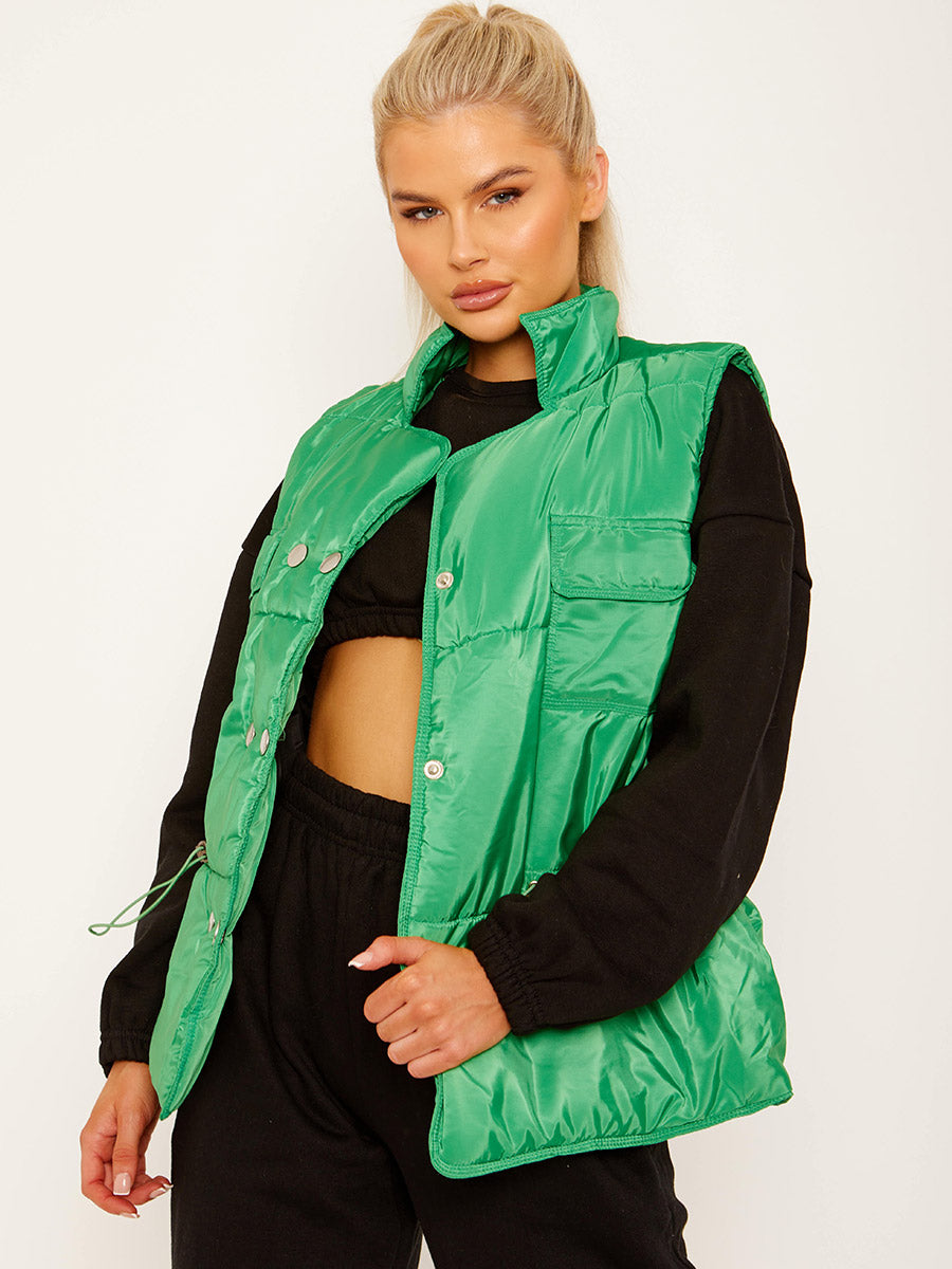 Silver Button Padded Gilet Waistcoat