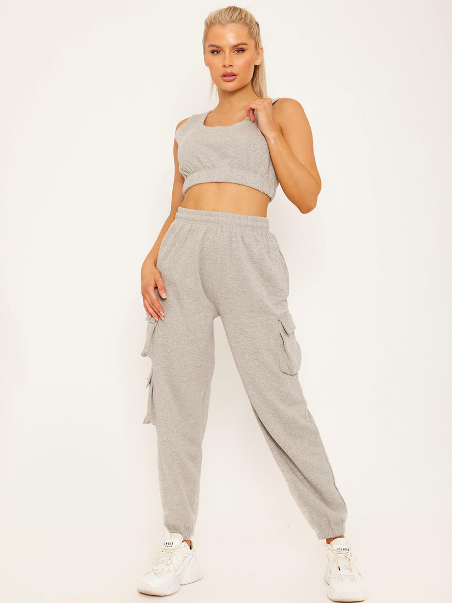 Fleeced Crop Top & Cargo Jogger Co-ord