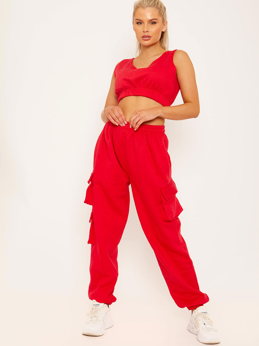 Fleeced Crop Top & Cargo Jogger Co-ord