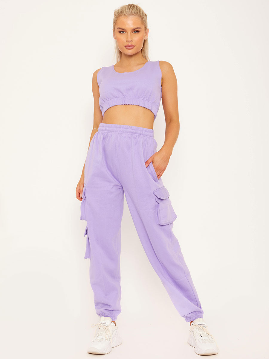 Fleeced Crop Top & Cargo Jogger Co-ord