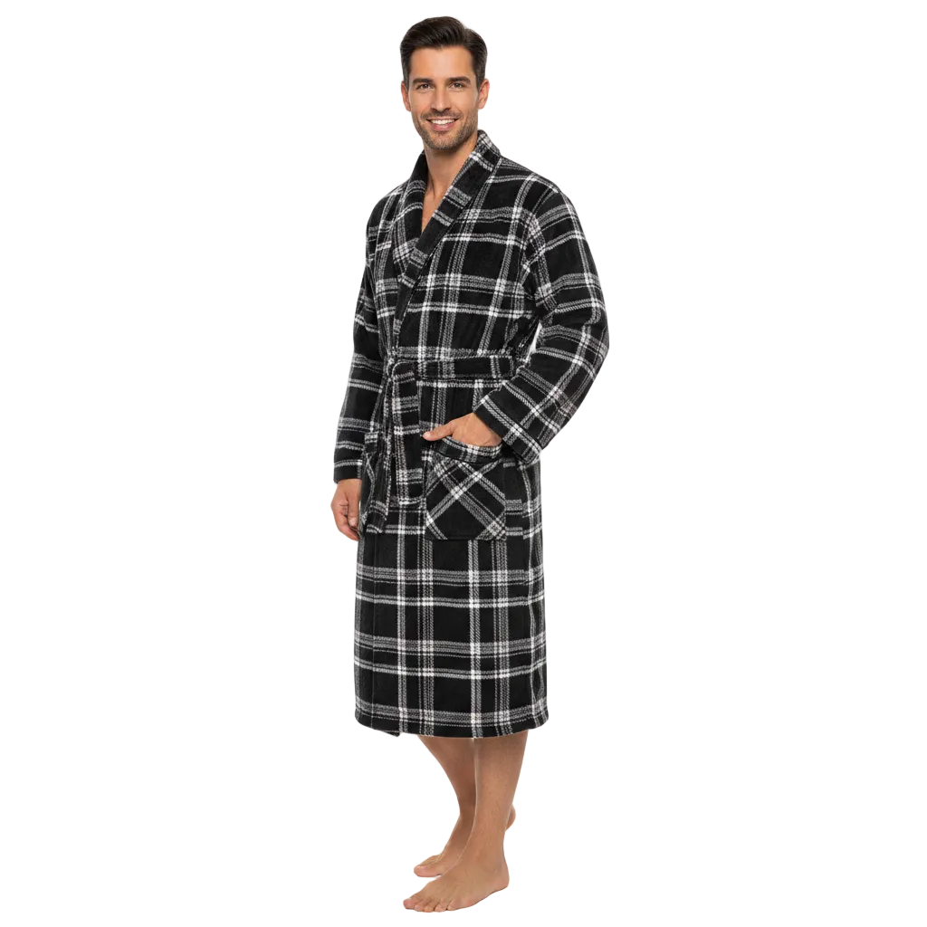 Men's Check Fleece Dressing Gown
