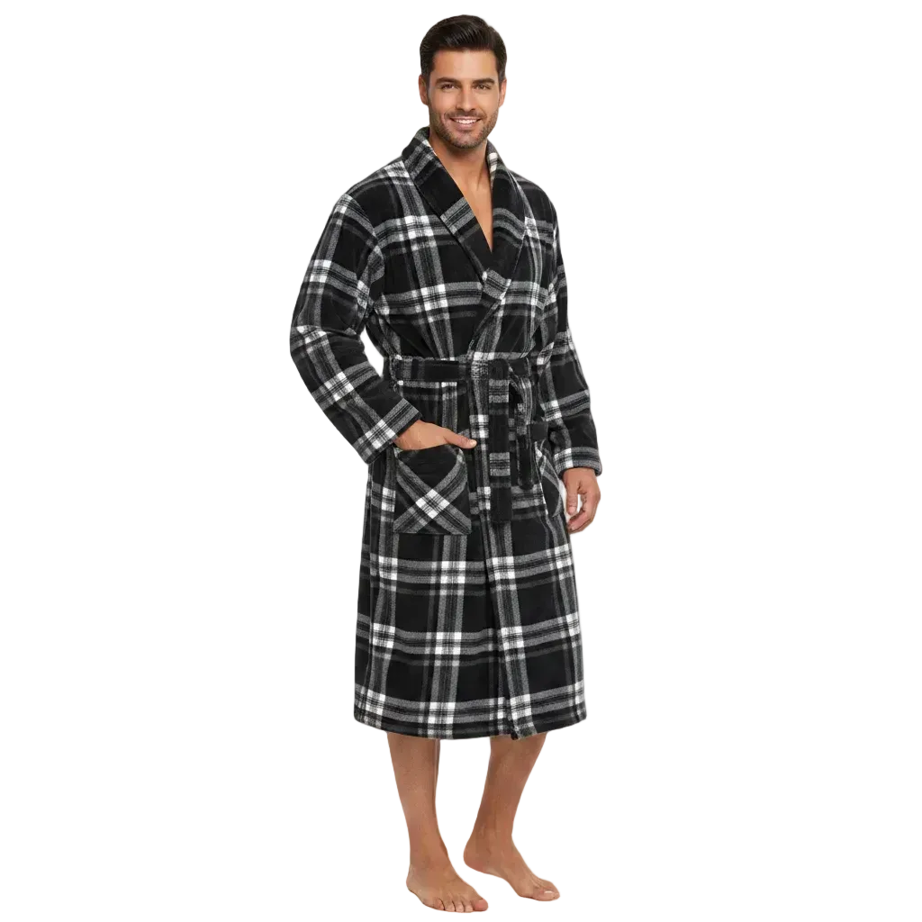 Men's Check Fleece Dressing Gown