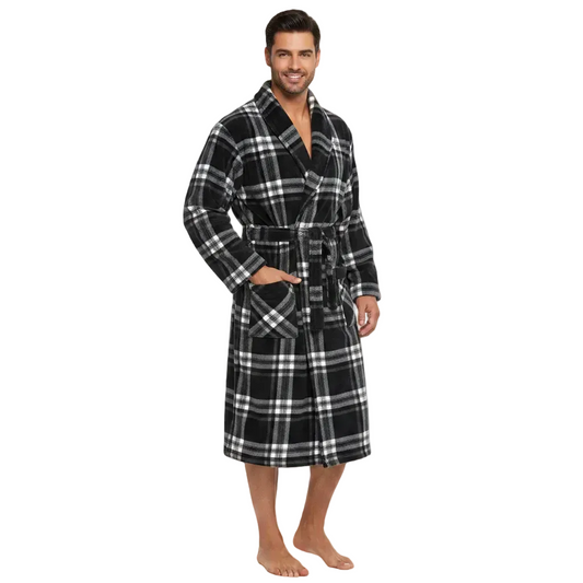 Men's Check Fleece Dressing Gown