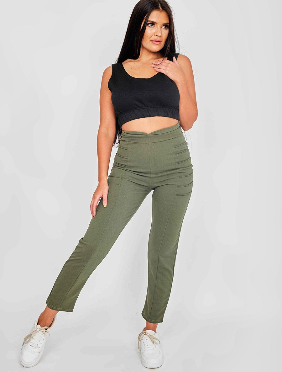 Pleated Panel High Waist Trouser
