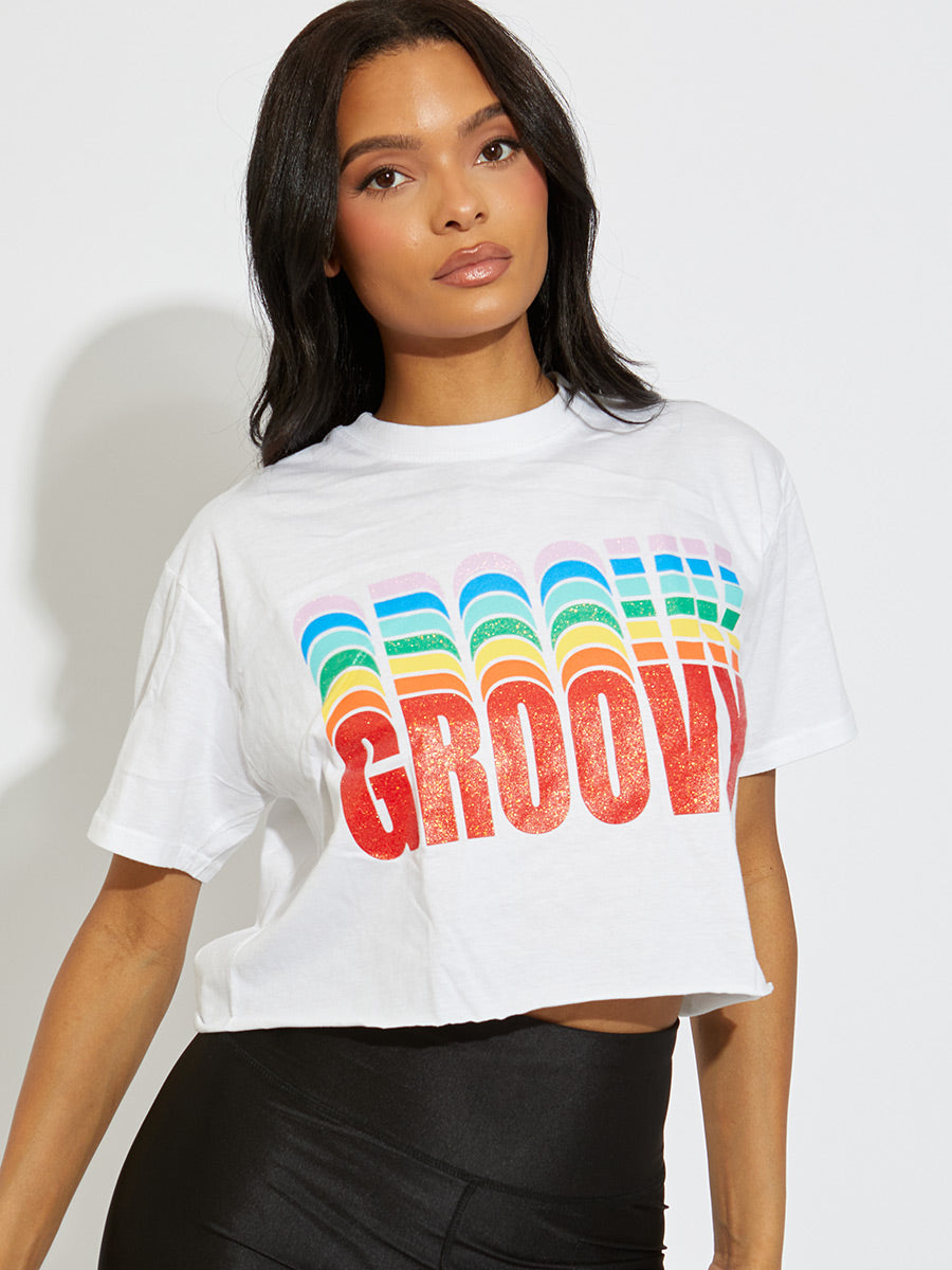 Oversized GROOVY Graphic Crop Top